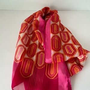 Scarf Sheer Pink  Gold Geometric Vintage